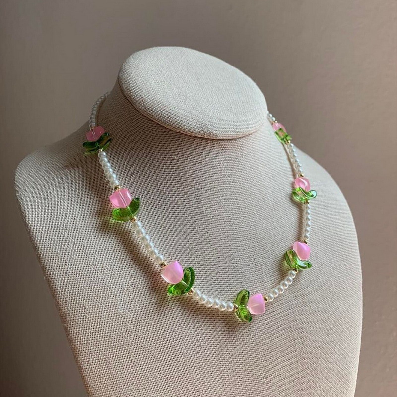 Women's Gender Sweet Tulip Alloy Beaded Women's Bracelets Necklace