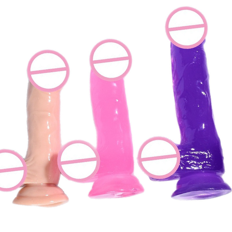 Transparent Crystal Dildo with Suction Cup, TPE Manual Adult Toy, Multiple Sizes — detail image 6