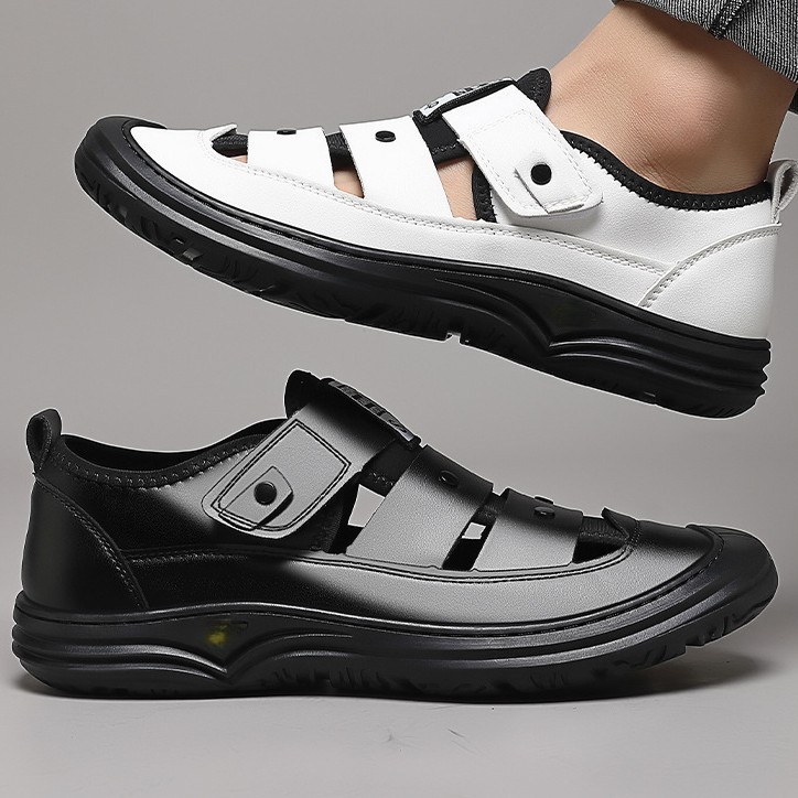Sandalias de Playa con Punta Cerrada para Hombre de PU Transpirables para Verano