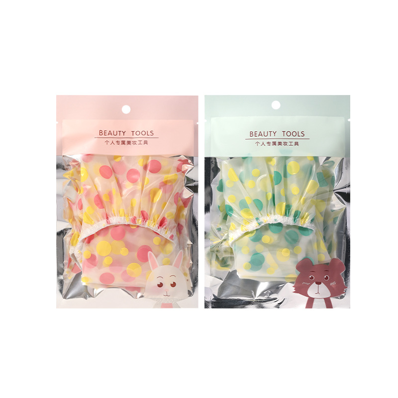 Yilingmeng lindo Polka Dot gorro de ducha impermeable solo EVA baño adulto a prueba de polvo a prueba de aceite a prueba de humo gorro de pelo L503