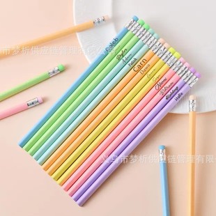 Cross-border Engraving Pencil Primary School Student Cute HB Pencil Sketch Drawing Macaron Pencil with Rubber Engraving Pencil