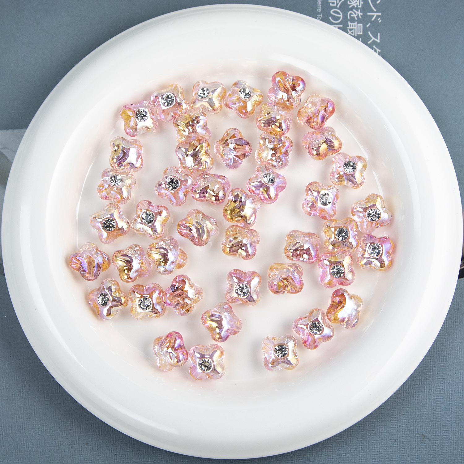 Fuchsia acrylic beads with zircon