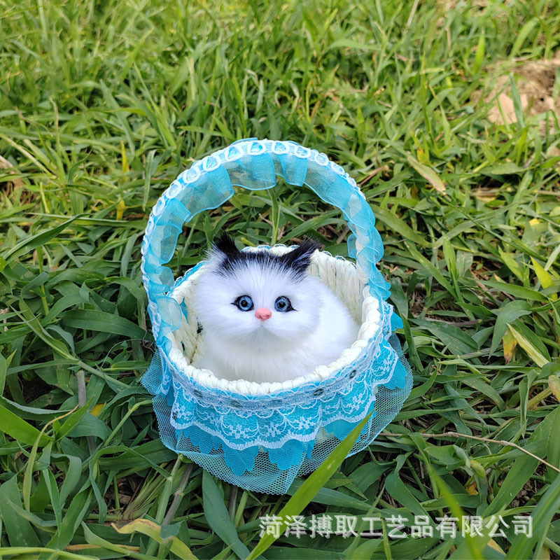 猫のレースを模倣したバスケットと呼ばれます。猫の誕生日プレゼント工芸品の置物は動物の模型レースを模倣します。|undefined
