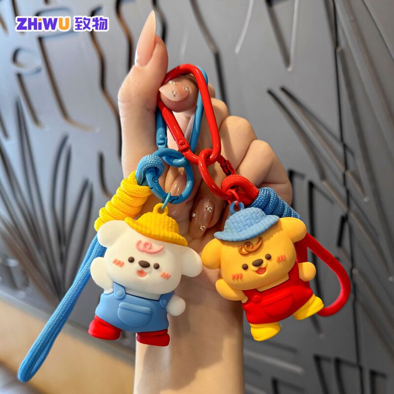 Cute Overalls Puppy Keychain Pendant Soft Rubber Doll Couple Keychain Backpack Pendant Keychain Wholesale Cute Overalls Puppy Keychain Pendant Soft Rubber Doll Couple Keychain Backpack Pendant Keychain Wholesale