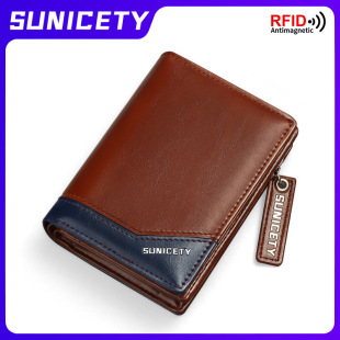 New PU leather multi-function zipper short men's wallet rfid wholesale dollar wallet card coin purse