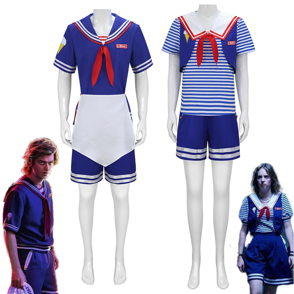 Sasaki Cos Suit Stranger Things 3 Cosplay Ice Cream Shop Clerk Navy Suit Cosplay Uniform Costume