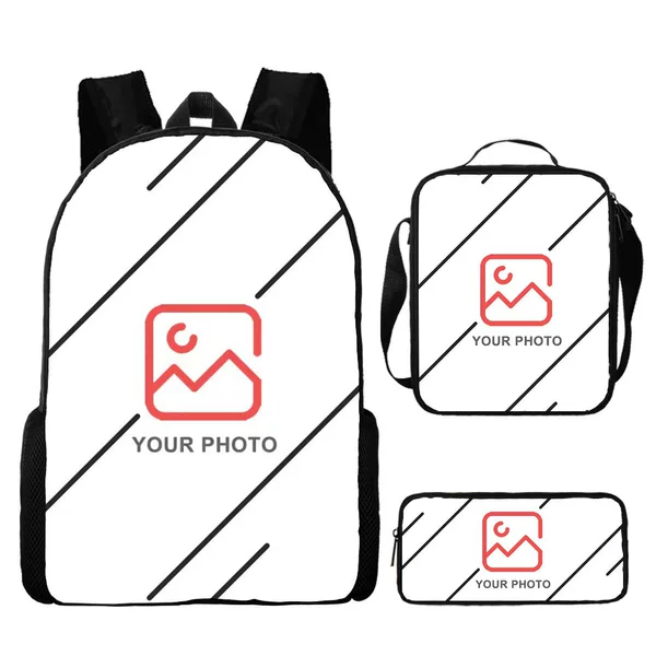 Hot-Selling Patterned School Bags, Shoulder Bags, Pencil Cases, Elementary School Backpacks, Cartoon Backpacks, Children's Bags, Three-Piece Set, Dropshipping