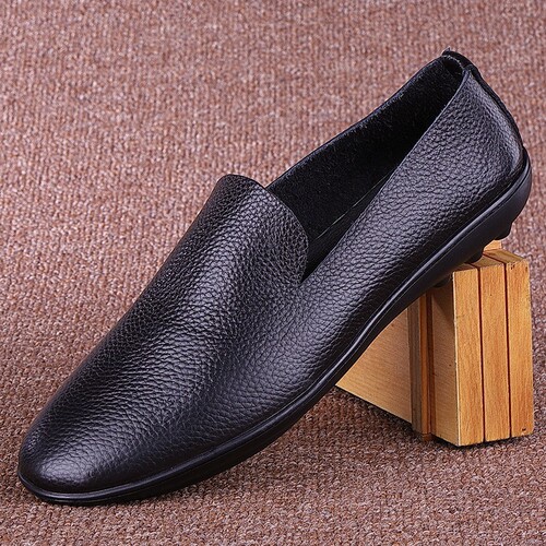 New style bean bag shoes soft body soft face men's leather shoes low-top slip-on bean bag shoes