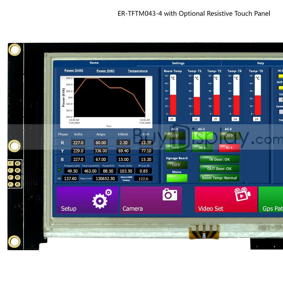 4.3-дюймовый TFT LCD цветной дисплей с контроллером SSD1963/параллельный интерфейс/возможна комплектация сенсорным экраном