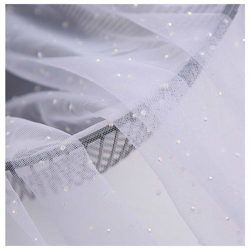工厂现货 特密米兰网烟花烫钻乱点网眼 针织婚纱礼服时装网纱面料