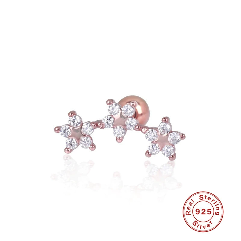Пр piercing, серьги, образец 925 пробы, со снежинками, европейский стиль