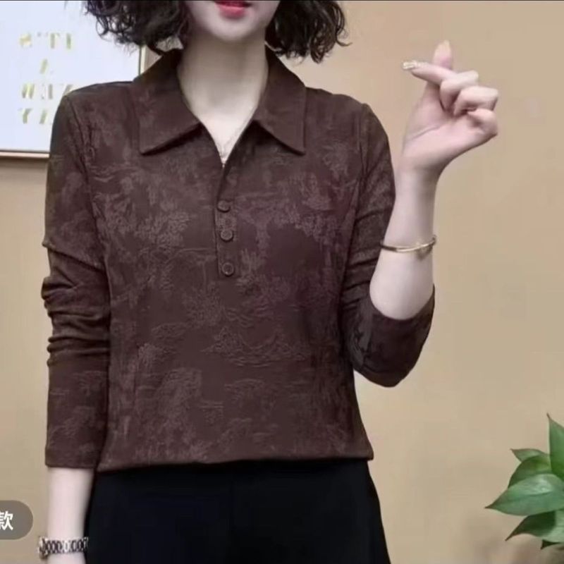 春季长袖时尚妈妈提花2025新款打底洋气小衫显瘦气质上衣衬衫女装|undefined