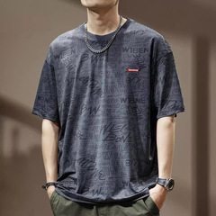 欧米速乾氷糸メッシュ半袖tシャツ男性夏の薄いタイプのプリントがゆったりしています。
