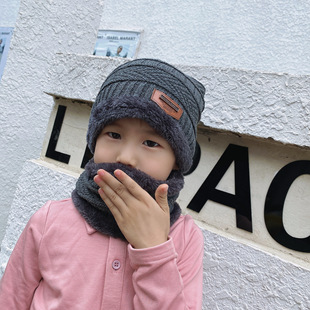 Children's Hat Winter fleece-lined Warm Neck Two-piece Hat Men's and Women's Outdoor Cold-proof Thickened Knitted Wool Hat