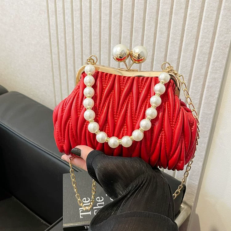 Жемчужная цепь, сумка через плечо на одну лямку, стиль Chanel, сумка с цепочкой