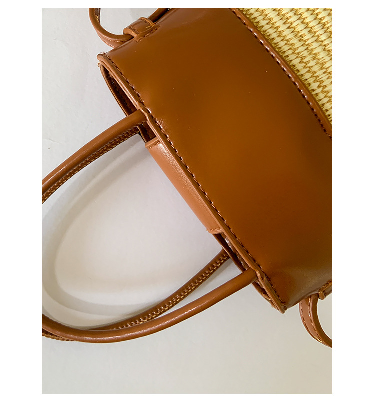 Korean style simple and fashionable woven mobile phone bag for women 2025 summer new seaside vacation crossbody straw woven bucket bag undefined