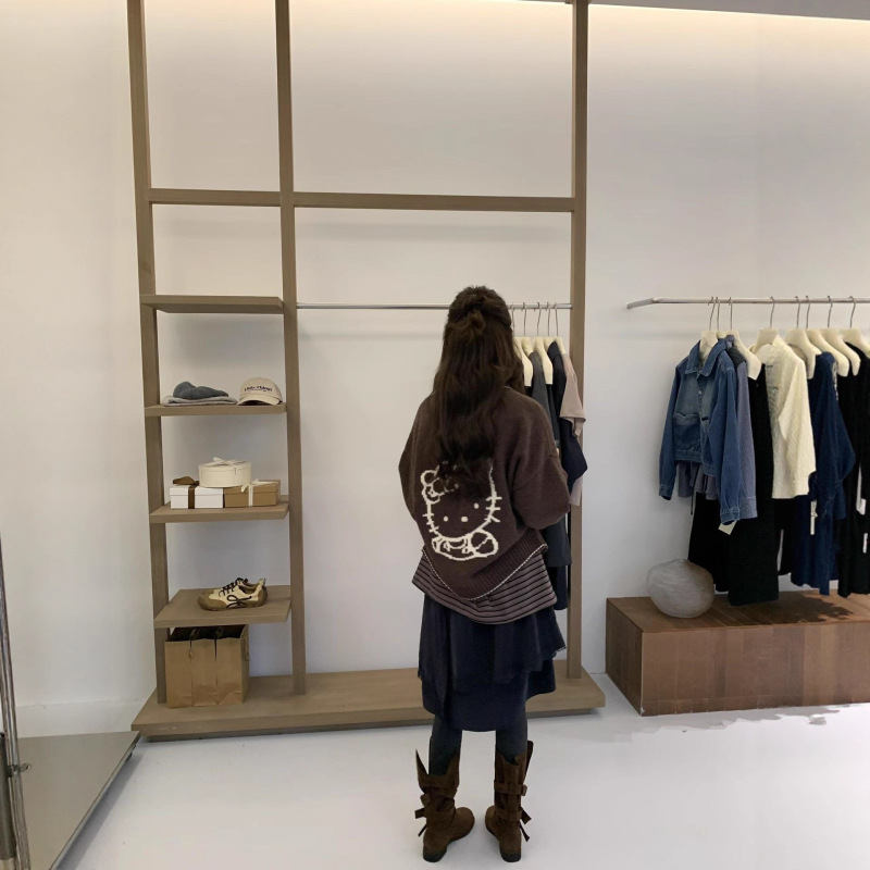 2025新款宽松百搭慵懒风毛衣开衫女秋冬加厚韩版卡通针织衫外套女|undefined