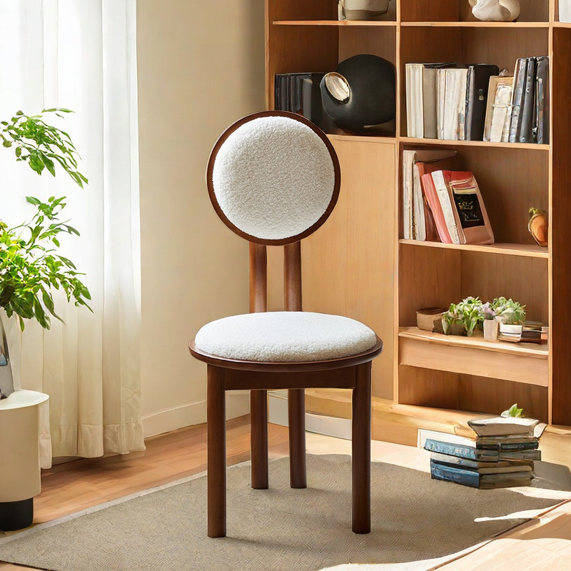 Cream Style French Middle Ancient Dining Chair Solid Wood Makeup Chair Solid Wood Backrest Dining Chair Designer Entry Luxury Solid Wood Casual Chair