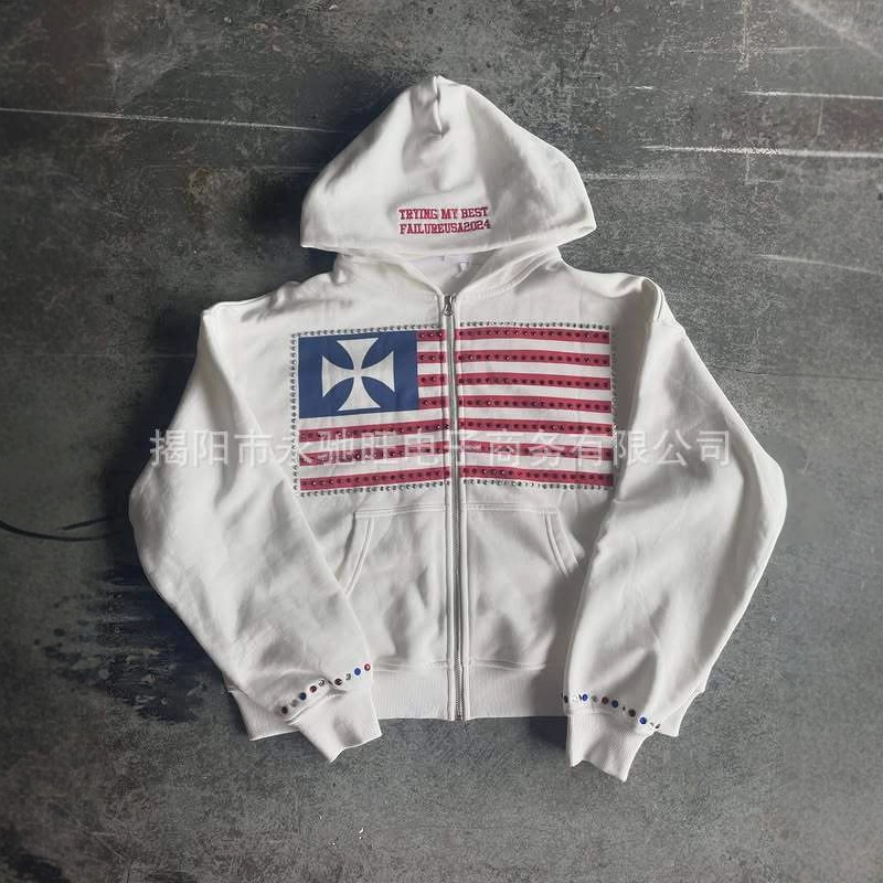 2026년 여름 신상 미국식 워싱 개성 패턴 긴팔 후드티 일본 스타일 트렌디 고급 재킷 남성용