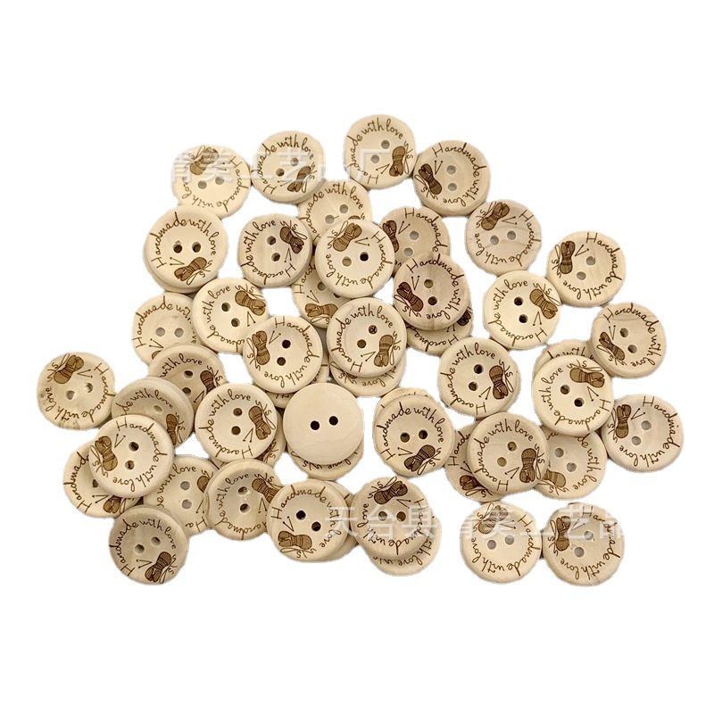 15/20/25mm ronda grabado láser hecho a mano wthlove botones de madera