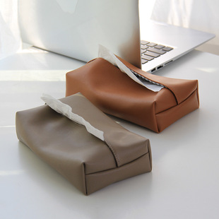Cross-border new PU square tissue bag home light luxury tissue drawer car home simple storage tissue box