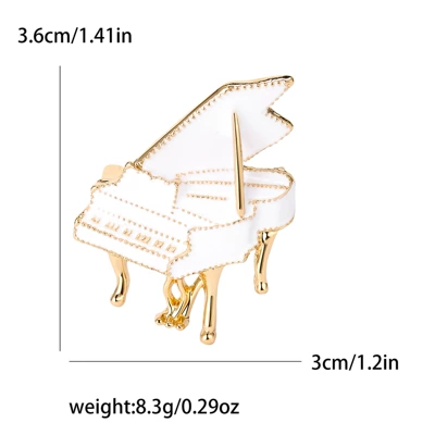 Korean Personalized Alloy Enamel Small Piano Brooch, Exquisite and Versatile Men's and Women's Clothing Corsage Jewelry Pin (Yaxa sancaqları) - white-1200