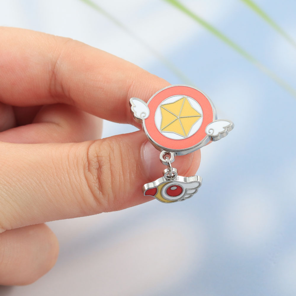 Japanese anime Cardcaptor Sakura themed pendants, enamel brooches, cross-border bestsellers, star wings, bird head metal badges