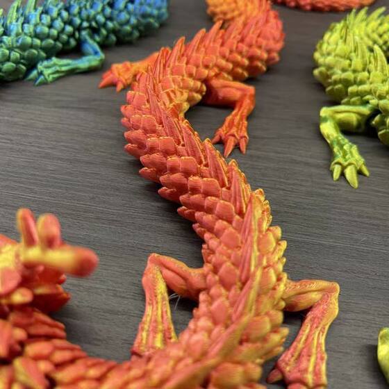 3D Printing Articulated Dragon Toy Ornaments 3D Chinese Dragon Model Colorful Cartoon Full Body Movable Dragon Landscape Decoration