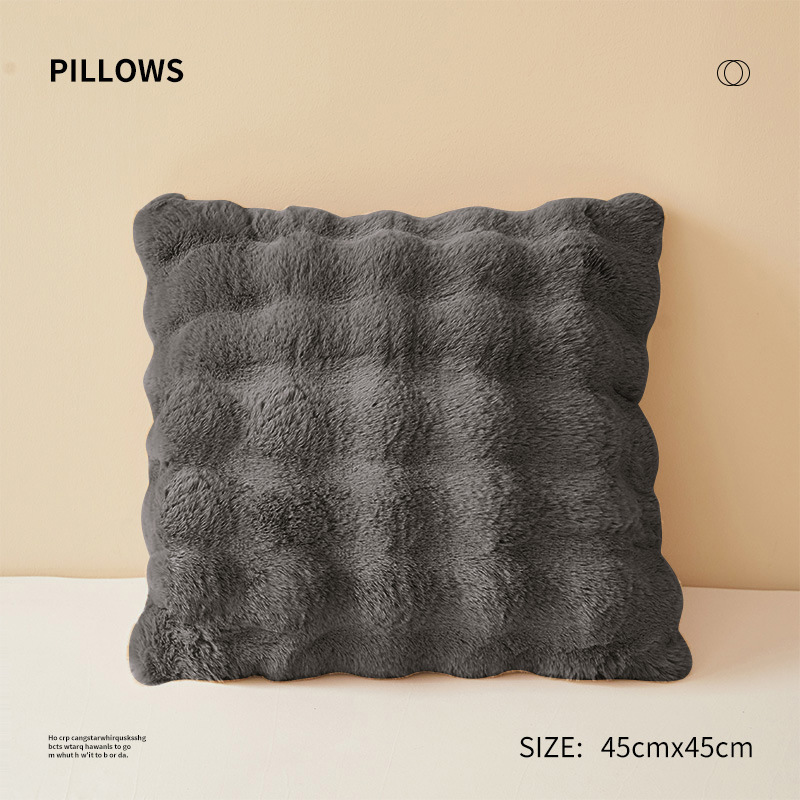 Almohada de piel de conejo de doble cara, sofá, almohada para sala de estar, respaldo para oficina, cojín de cabecera de invierno, núcleo de almohada, hogar para automóvil