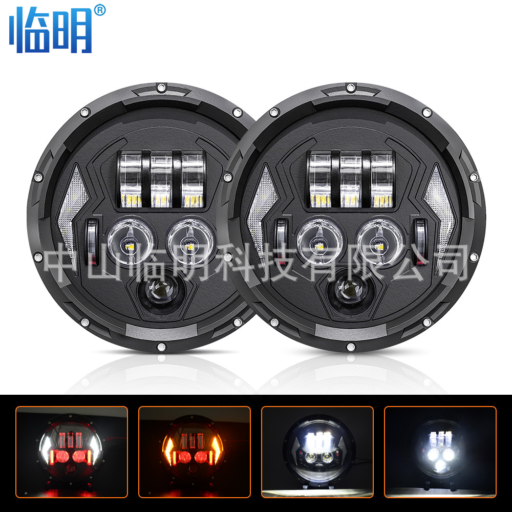 7inch Wrangler Led Headlights Off-Road Vehicle High-Brightness Front Lights Car Modification Devil Eye Headlight Assembly Cross-Border