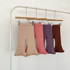 ins 2023 new autumn clothing for infants and girls, fashionable and trendy slim knitted versatile solid color bell-bottom pants