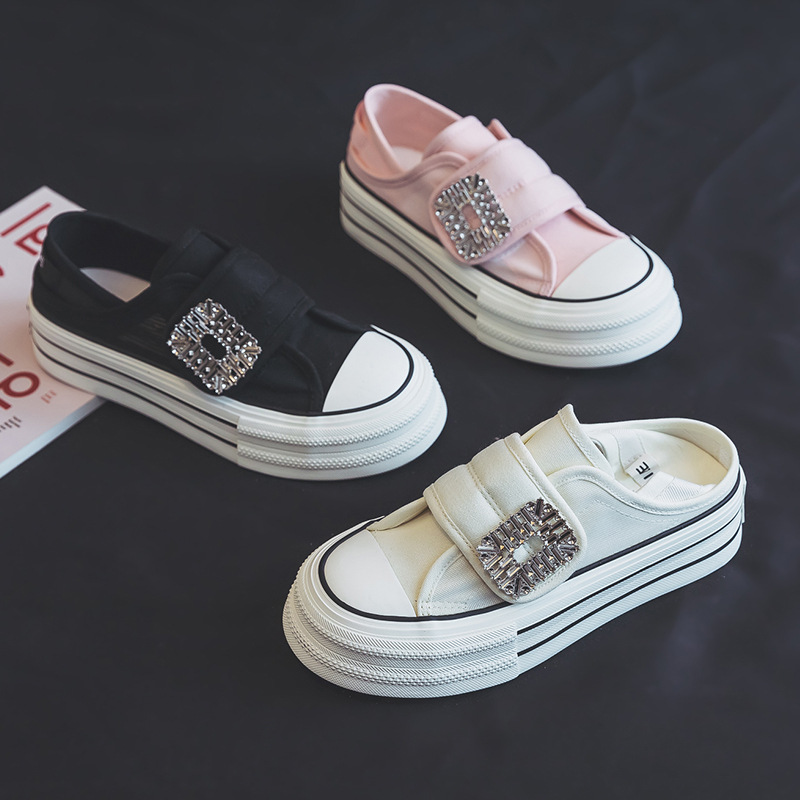 Women Casual Shoes Sneakers Side Zipper Platform Plus Size Vulcanized Shoes Loafers_voghion.com