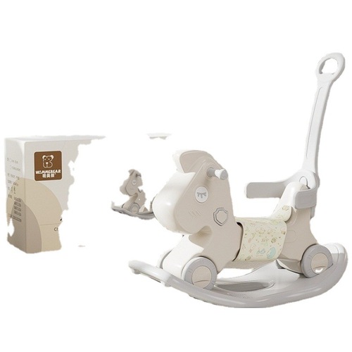 Playful Bear Children's Rocking Horse and Scooter Combo for Babies, Thick Wooden Horse Birthday Gift for Kids