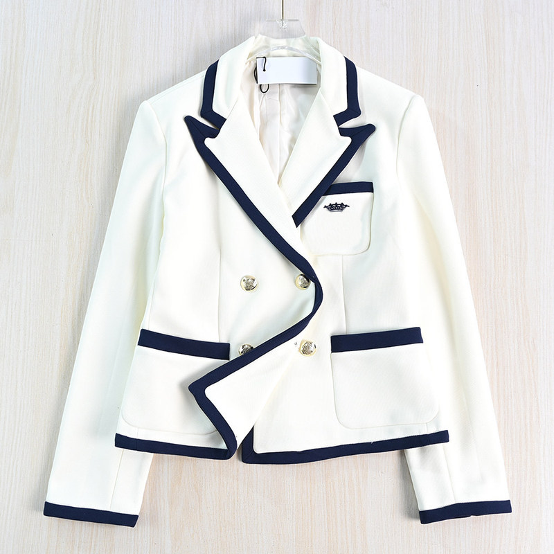 Siqi Women's Clothing 267/23 American Style Fashionable and Elegant Pique Cotton Stretch Double Row Two-Button Casual Blazer