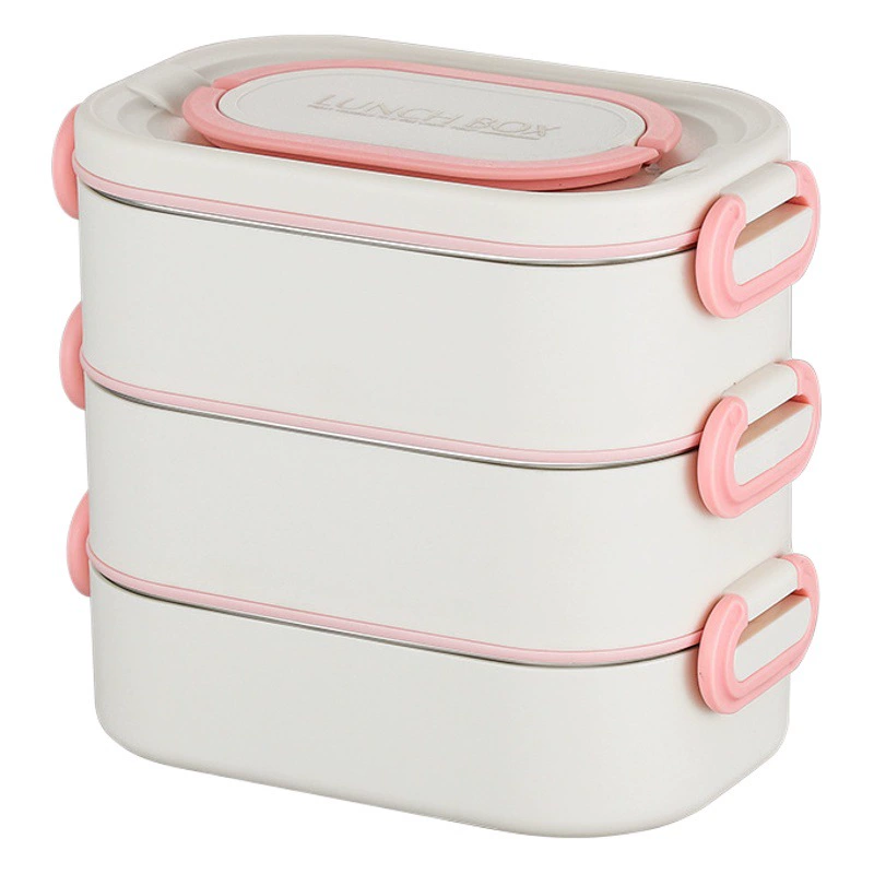 Квадратный изолированный ланч-бокс Hengsen из нержавеющей стали 304, многослойный ланч-бокс для студентов и офисных работников, подходит для микроволновки, оптом.