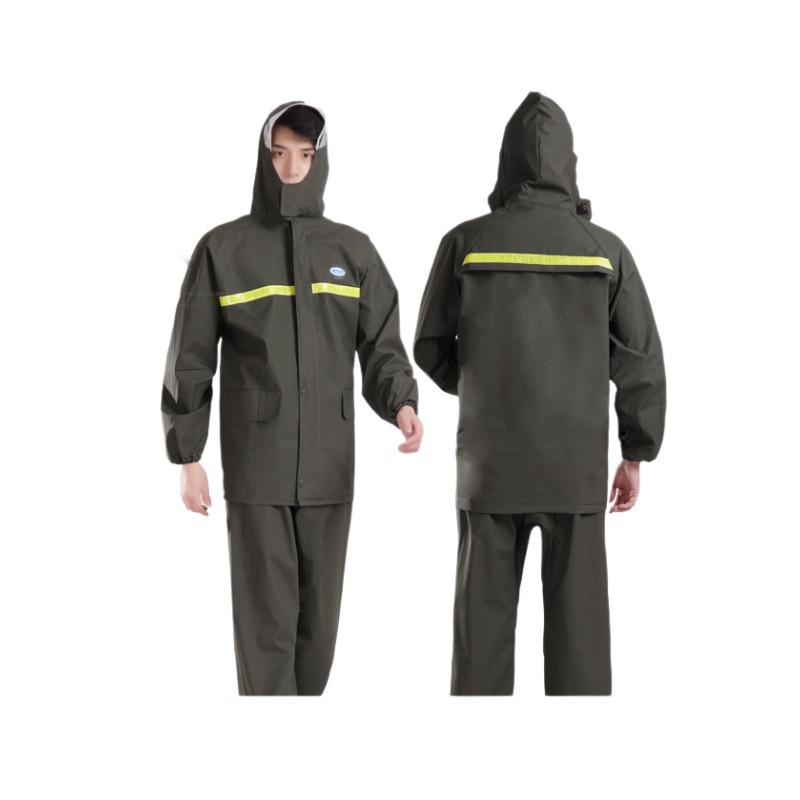 Hombres y mujeres adultos al aire libre ciclismo reflector strip split chaqueta de lluvia pantalones de lluvia set