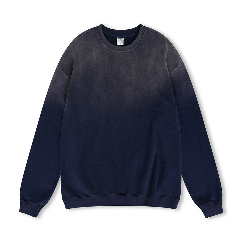 Erkek Giyim ana cadde 400G fırçalanmış peluş degrade sprey maymun zanaat yuvarlak yaka uzun kollu sweatshirt_voghion.com