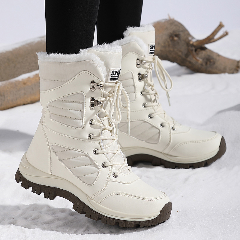 Botas de Nieve Térmicas para Mujer de Piel y Felpa, Antideslizante y Térmico, para Uso Diario