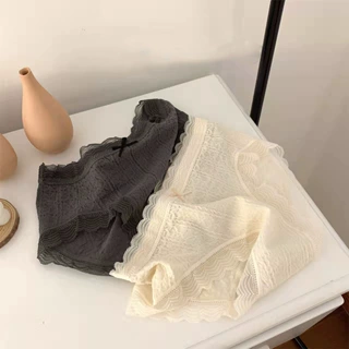 奶油泡芙柔软高弹纯棉少女内裤中腰全棉透气底裆蕾丝边女士三角裤