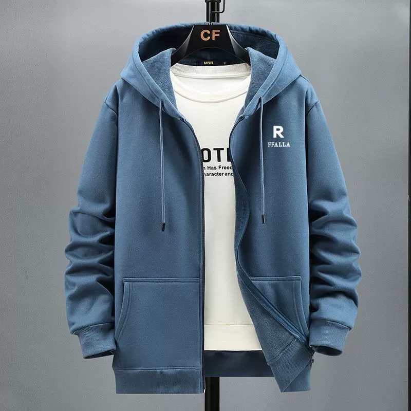 Мужской кардиган Weilutu с флисовой подкладкой и капюшоном, новая осенне-зимняя модная куртка, большие размеры, свободный крой.