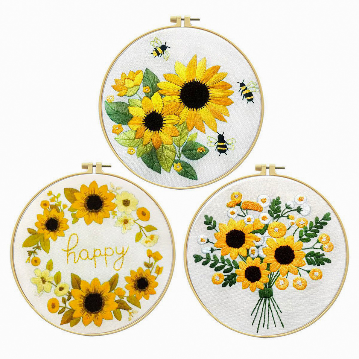 Mona Lisa bordados reales flores de bordado cruzado con abejas nueva imitación de pequeñas flores de plantas frescas