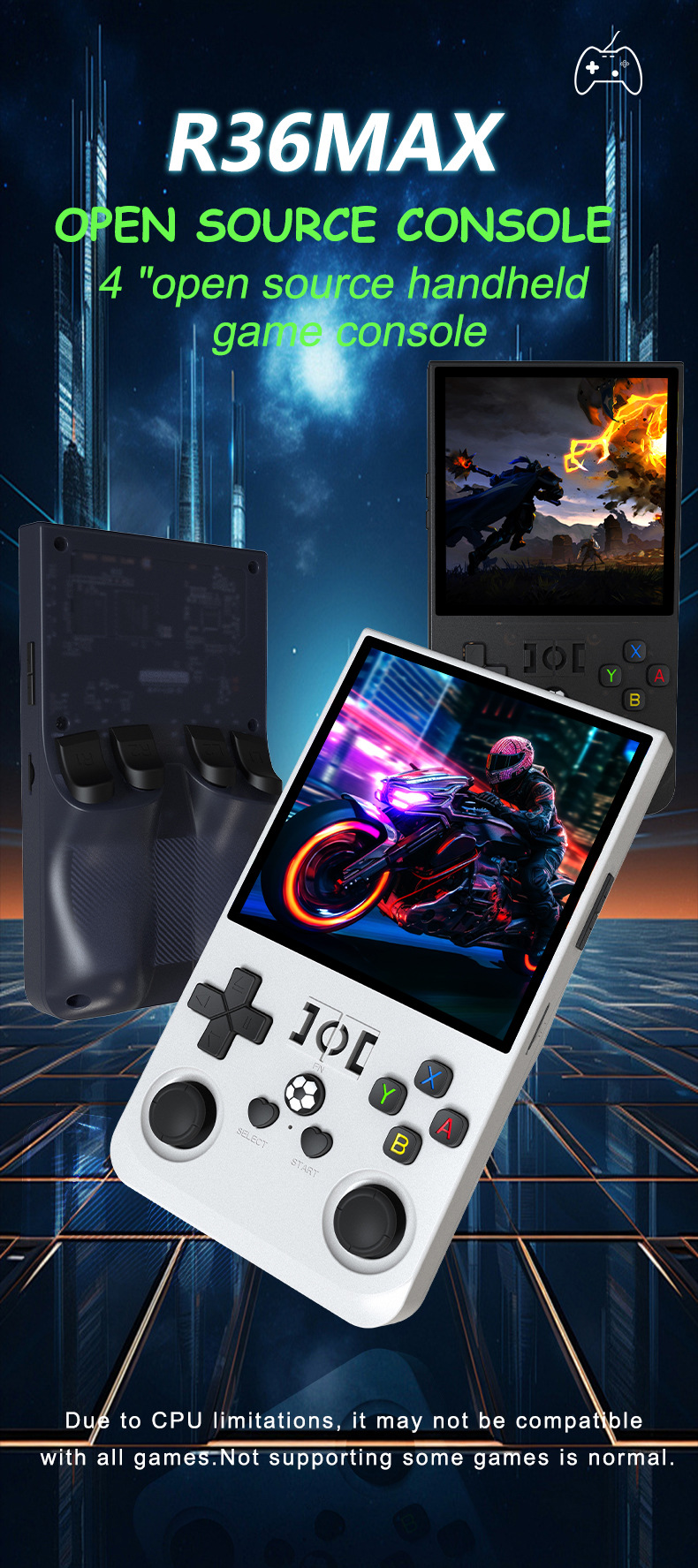 New R36MAX Open Source Handheld Retro Game Console 4.0inch IPS Screen Portable Pocket Arcade_voghion.com