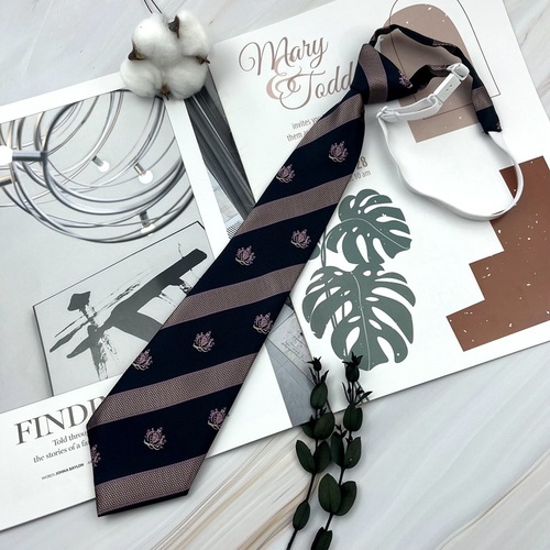 Striped crown jk tie female black pink no-tie college style short Japanese style no-tie coffee wine red shirt school supply dk