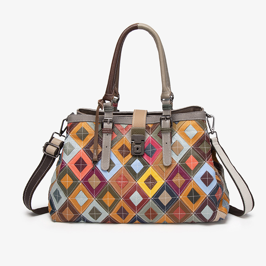 2025 Genuine Leather Handbag For Women - Handmade Trendy Niche Luxury Fashion Spliced Flower Shoulder & Crossbody Bag - Thumbnail 5