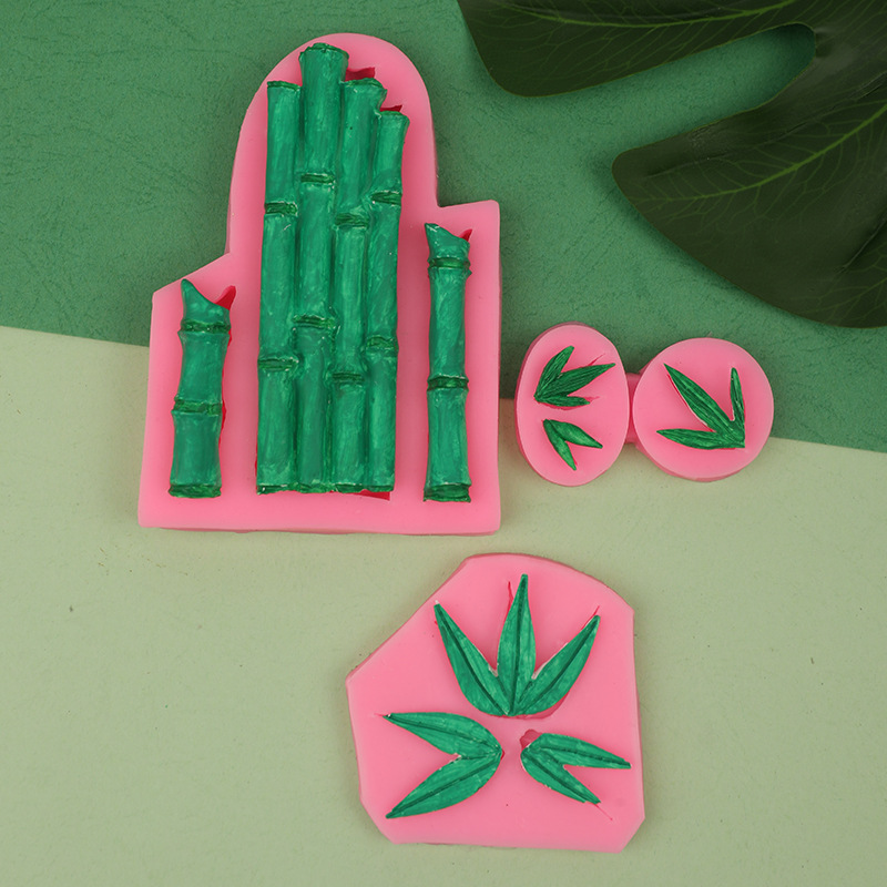 Bambú hoja de bambú fondant pastel de silicona molde para hornear DIY chocolate molde galleta ritmo seco molde de la torta