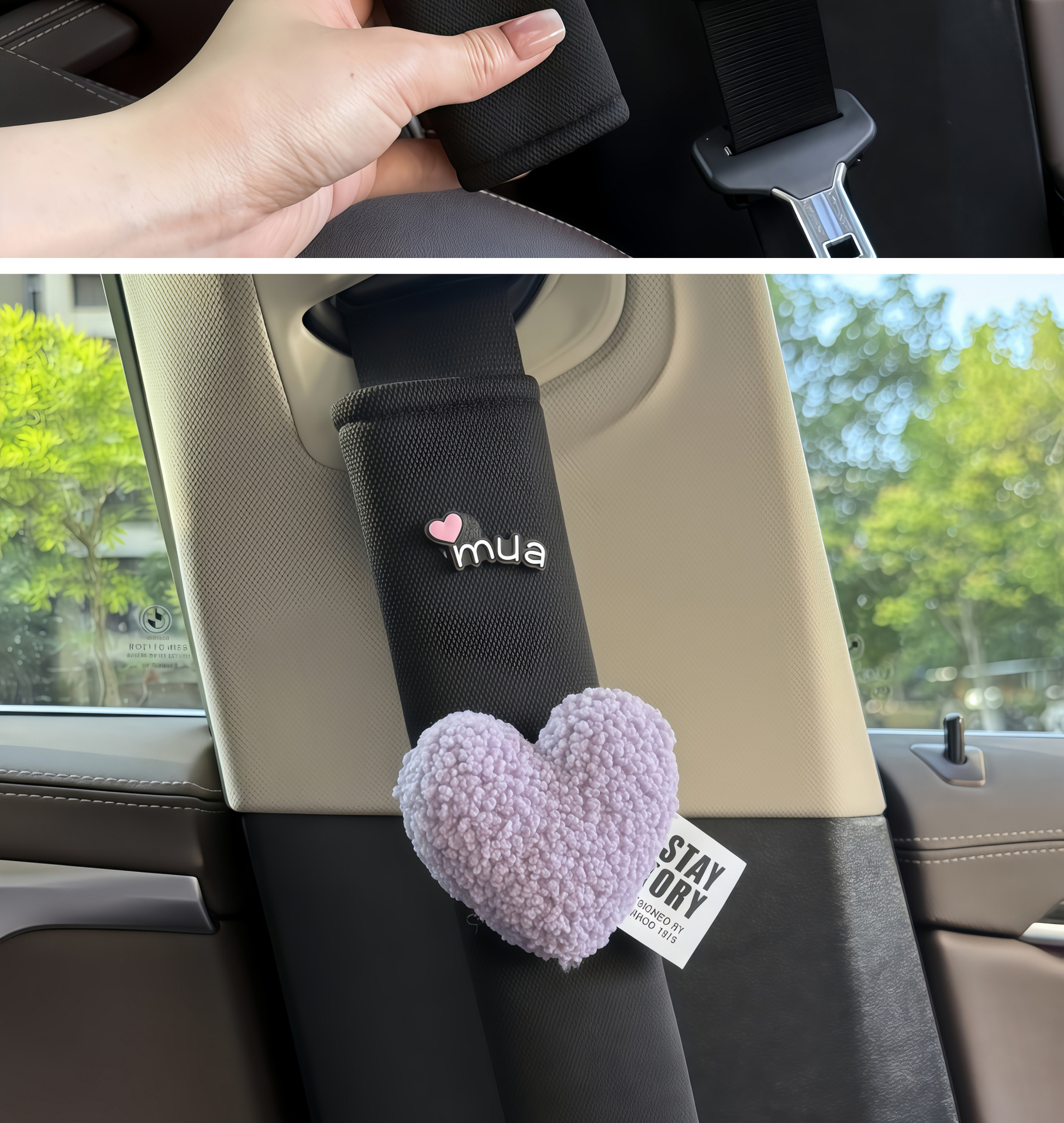 Seat Belt Shoulder Protector, Soft Anti-Wear Clothing, Breathable Anti-Strangle Shoulder Safety Belt Protective Cover, Universal Car Heart Decoration