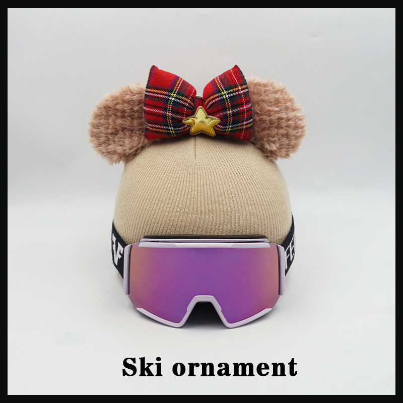 Motuoche Helmet cover hat cover accessories cute plush red plaid bear ear decoration motorcycle helmet ski helmet small equipment (Auto Parts and Accessories) - red-plaid-bear-ears-helmet-cover-only