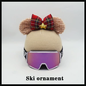 Helmet cover hat cover accessories cute plush red plaid bear ear decoration motorcycle helmet ski helmet small equipment