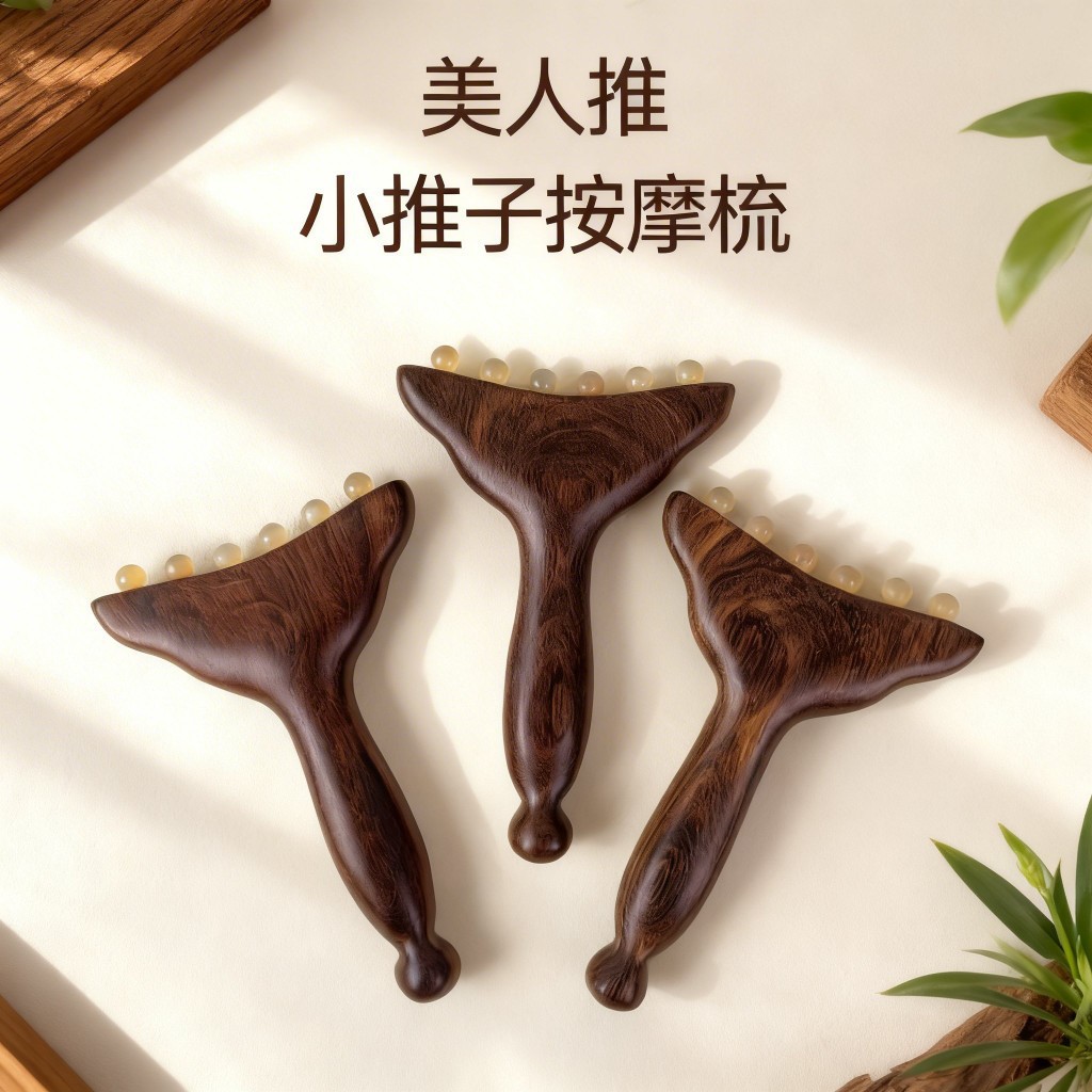 羊角金丝檀美人推面部筋膜提升脸部具法令纹颚线美容按摩鱼尾