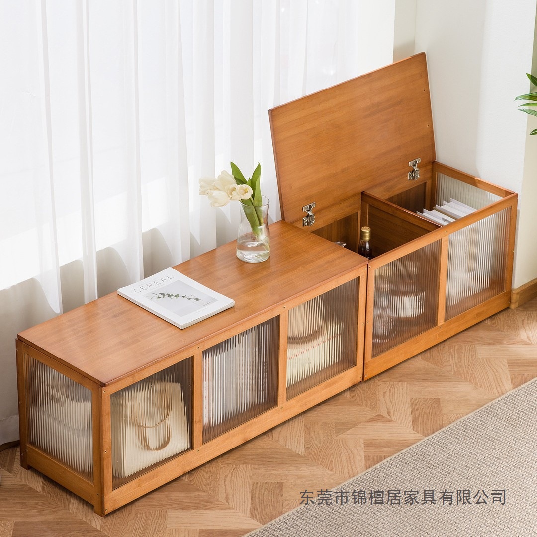 Up-opening bay window storage cabinet for bedroom balcony, low cabinet with flip-up door, long tatami cube floor cabinet, can be used as seating